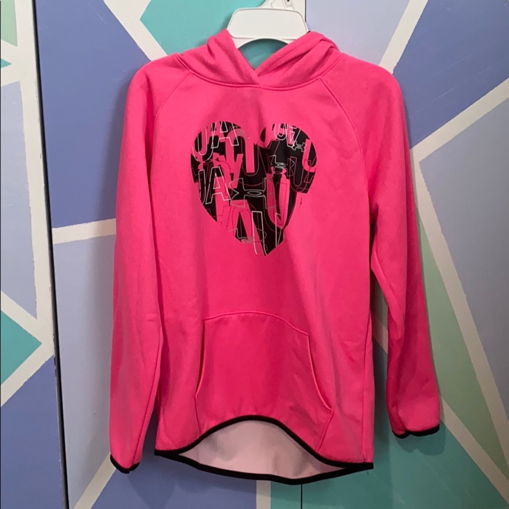 Hot pink Under Armour hoodie.